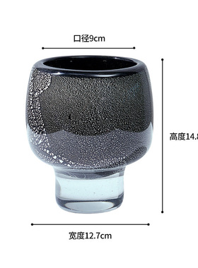 中古风格高脚琉璃仿真花艺摆件