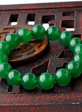 天然冰种绿玛瑙玉髓单圈水晶佛珠