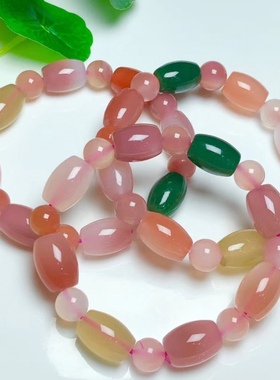 盐源玛瑙糖果色天然散珠