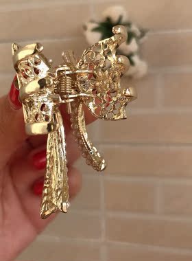 重工蝴蝶结珍珠发饰网红爆款中号抓夹女生中长发清爽发夹扎头1614