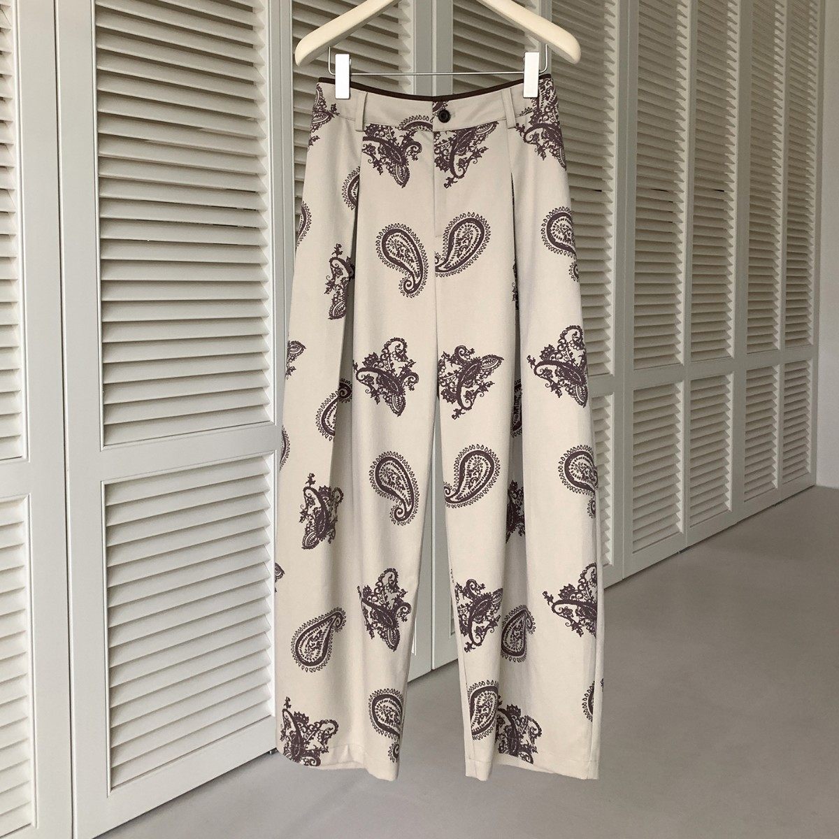 DT ETOLIE时髦精 撞色腰头腰果花显瘦阔腿裤垂感高级感 - 图3