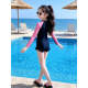 2026 New Swimsuit Children Girls Long Sleeve Professional Training Girls Swimwear Boxer Big Children Swimsuit with Chest Pad