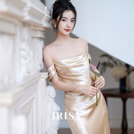 French high-end engagement dress bride's toast dress