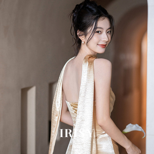 French high-end engagement dress bride's toast dress