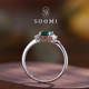 Women's 925 Silver Simple Emerald Gemstone Ring