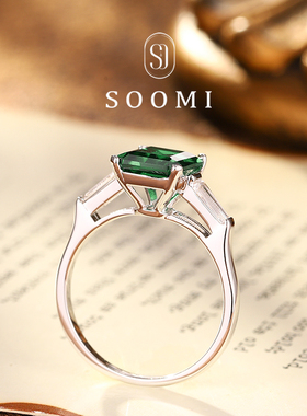3.2克拉祖母绿宝石戒指设计女