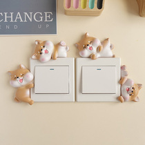 Creative Switch Trim Wall Stickup Cute Chai Dog 3d Solid Light Switch Post Modern Minimalist Border Socket Shelter Ugly