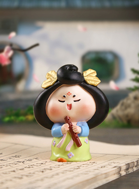 唐妞驾到琴棋书画摇头摆件唐仕女