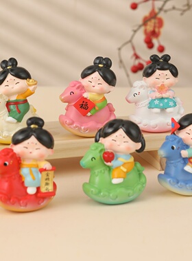 马年限定唐仕女盲盒摆件文创礼物