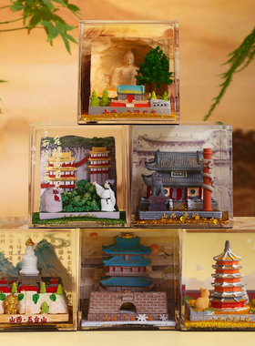 山西城市入油盲盒大同晋祠平遥古城应县木塔文创纪念品特色伴手礼