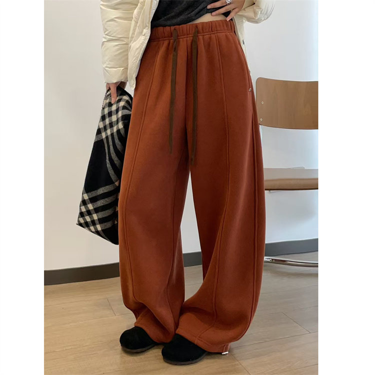 韩国东大门25冬装新款口袋金属圈定标韩版休闲弯刀加绒卫裤束脚裤,淘宝优惠券,粉丝福利购,淘宝优惠卷