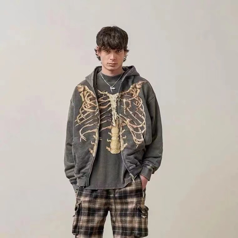 Printed Simple Loose Hooded Sweater Jacket  印花宽松连帽卫衣 - 图2