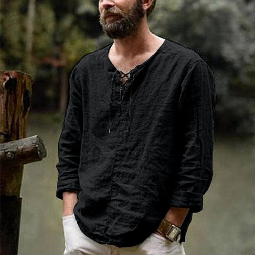 Solid color loose casual all match men's top纯色宽松男士上衣 - 图0