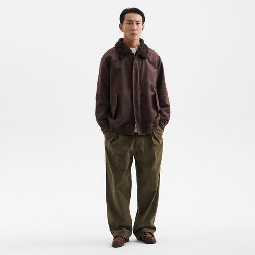 BUTTBILL 25AW复古酵洗做旧宽松3m新雪丽棉衣服男仿羊毛绒领外套 - 图2