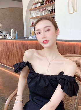 韩国重工925纯银猪鼻子OT扣项链男女ins个性欧美简约百搭毛衣链潮