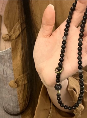 黑曜石手串银曜石情侣手链女醒狮一对情侣款转运珠招财送女友礼物
