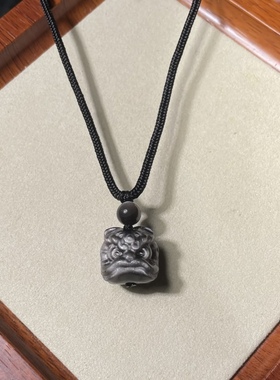 国潮银曜石瑞兽小醒狮情侣款卫衣项链男小众设计感毛衣链女锁骨链