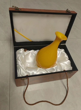 古法琉璃鸡油黄花瓶玉壶春瓶纯手工摆件家居饰品装饰淄博高档礼品