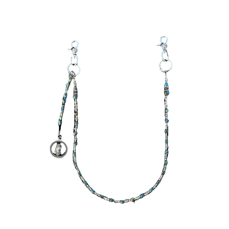 Domy Land新款24ss复古绿松石手工串珠裤链小众原创牛仔裤腰链条