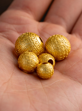 古法黄金色祥云转运珠