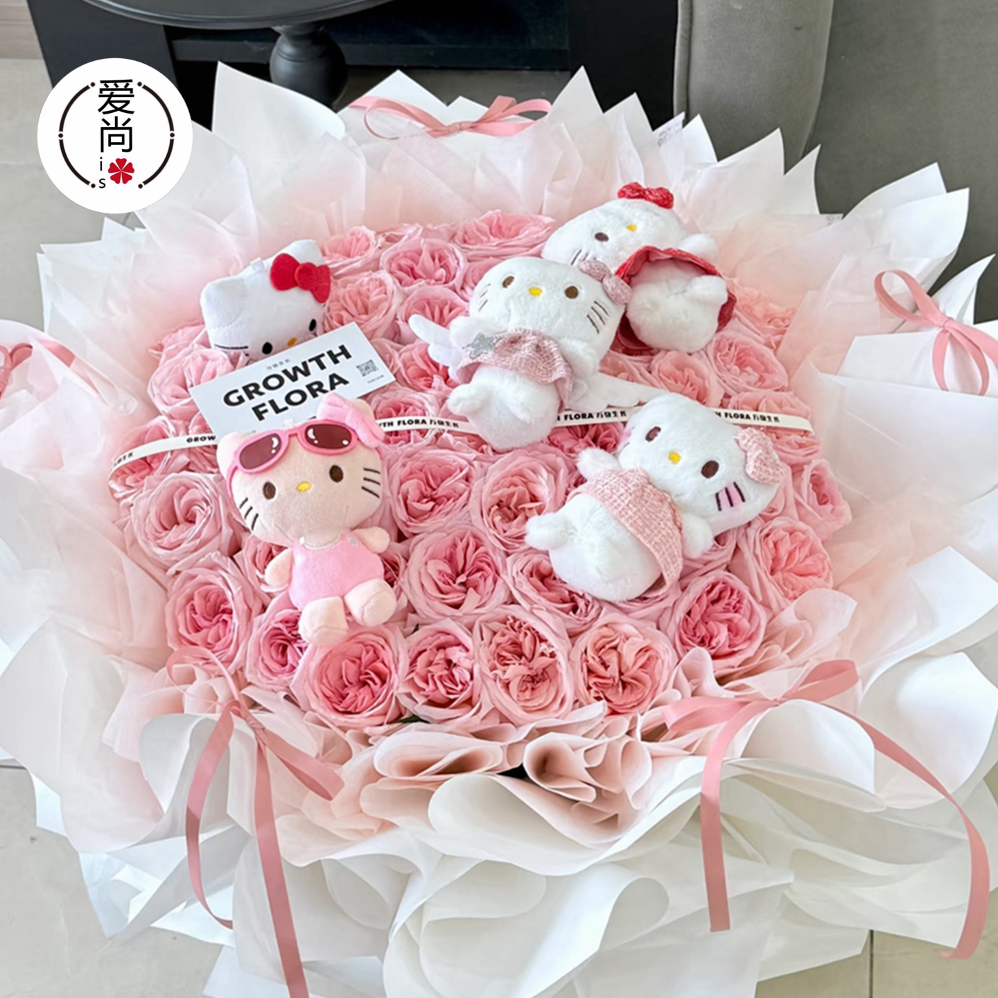 卡通毛绒KT猫挂件萌趣玩偶DIY花束装饰搭配挂件花店花艺资材 - 图2