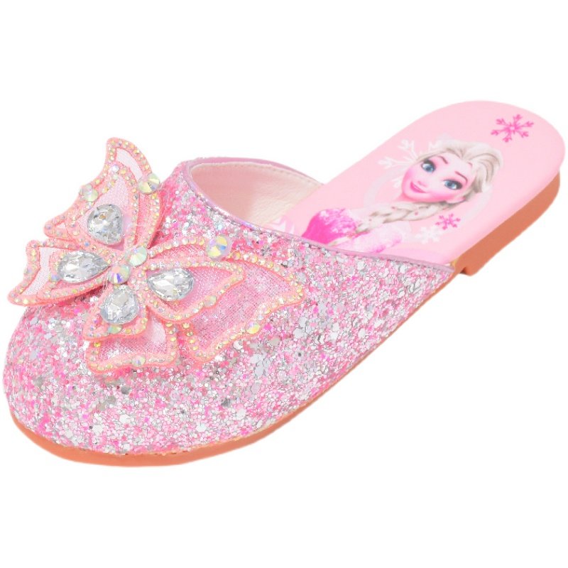 女童拖鞋公主春夏季宝宝室内家居鞋新款爱莎儿童水钻蝴蝶结包头鞋,淘宝优惠券,粉丝福利购,淘宝优惠卷