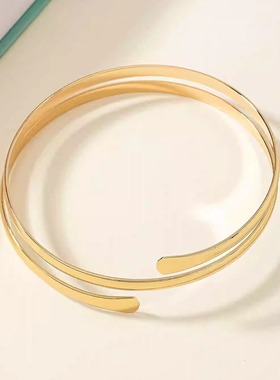 两头压扁双层臂环金属极简主义