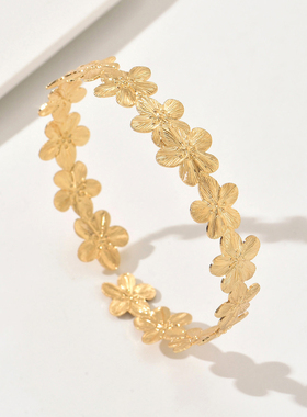 中古金属花朵几何臂环开口可调节