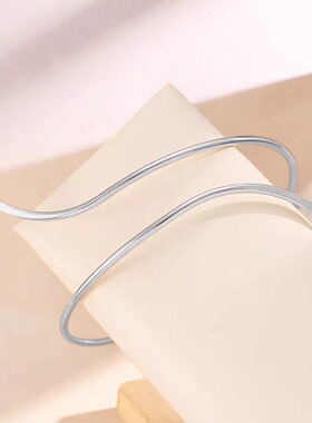 金属线条几何弯曲臂环素圈脚链