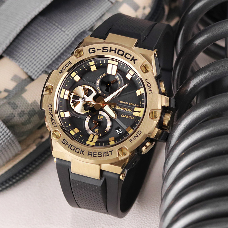 卡西欧手表男g-shock限量版八村塁联名太阳能蓝牙表gst-b100rh-1a