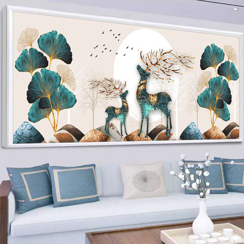 钻石绣2024年新款满钻欧式麋鹿客厅粘贴钻十字绣银杏叶5D砖石秀,淘宝优惠券,粉丝福利购,淘宝优惠卷