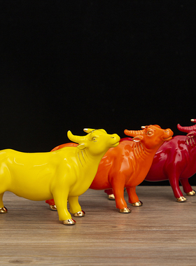 陶瓷十二生肖牛镇宅风水摆件