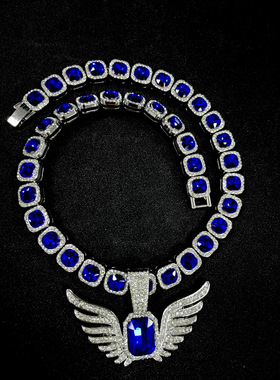 欧美小众设计祖母绿冰糖古巴链i