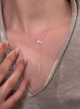 925纯银Y字悬浮马眼锆石项链