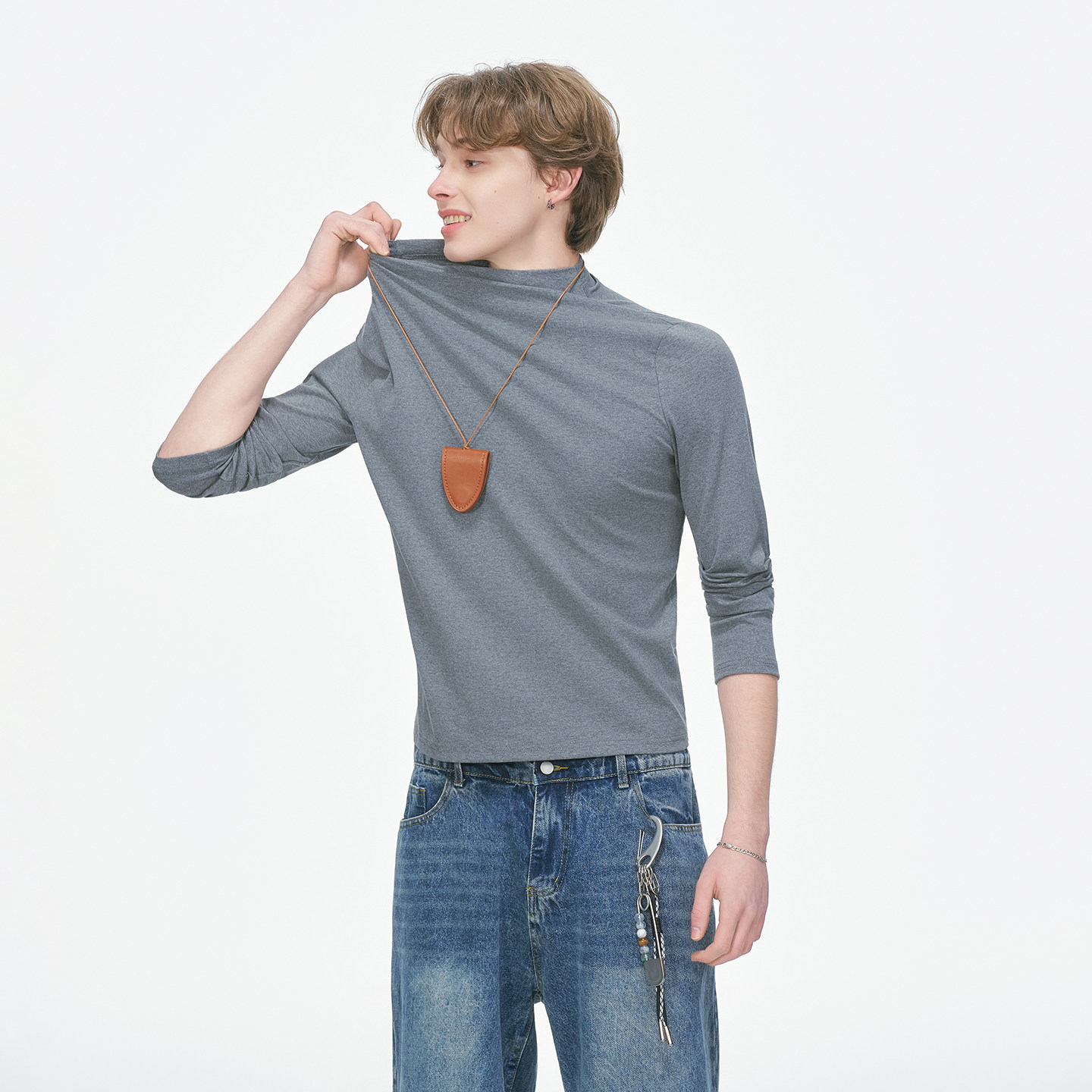 Dream made 美式半高领长袖T恤男冬季修身保暖男生内搭打底衫上衣,淘宝优惠券,粉丝福利购,淘宝优惠卷