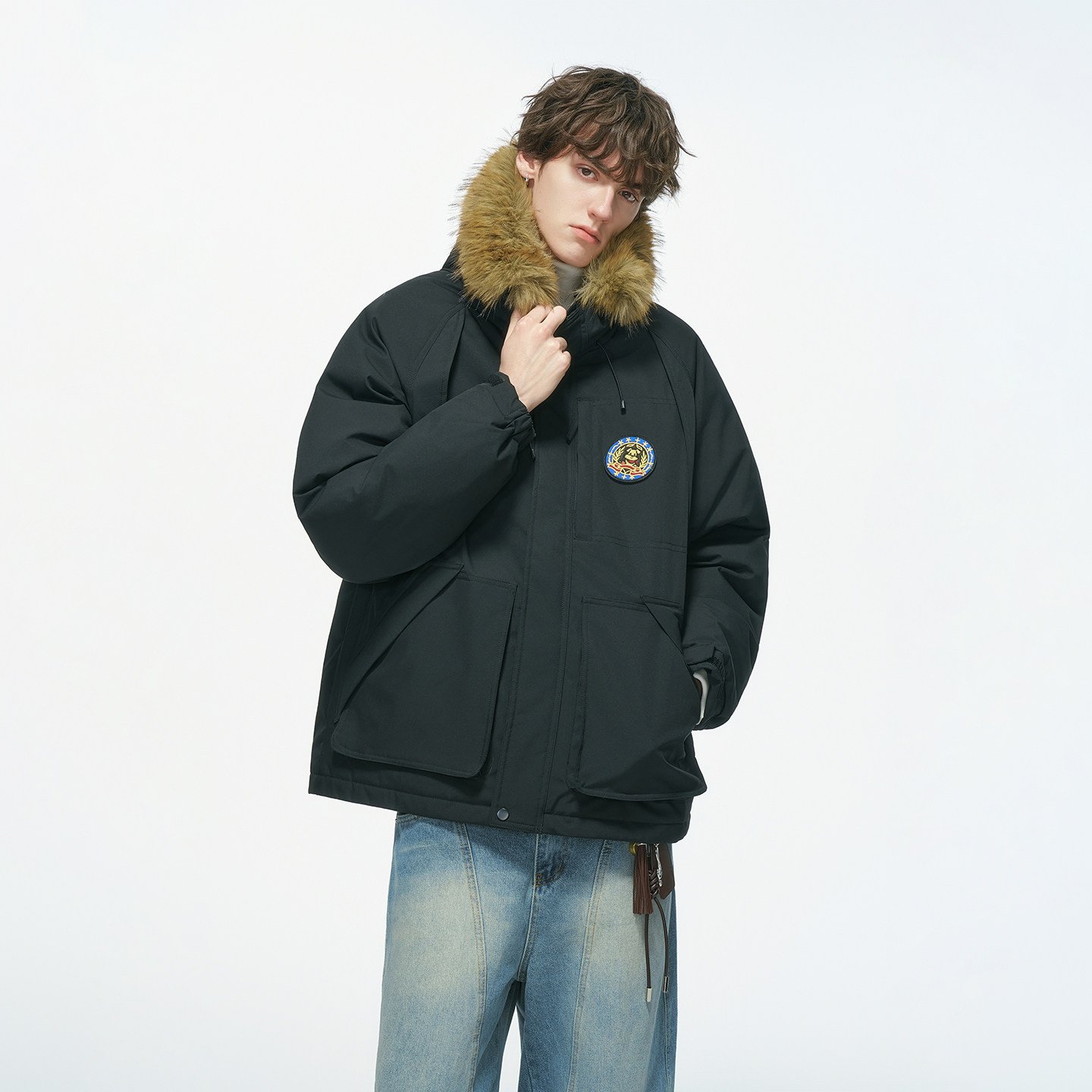 Dream made美式毛领连帽棉服男款冬季加厚派克服男生冬装棉袄外套,淘宝优惠券,粉丝福利购,淘宝优惠卷