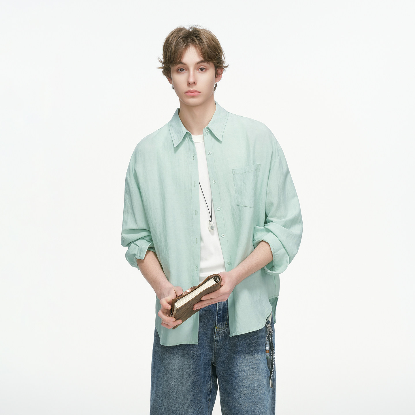 Dream made老钱风松弛感莱赛尔长袖衬衫男款秋季内搭情侣亚麻衬衣,淘宝优惠券,粉丝福利购,淘宝优惠卷