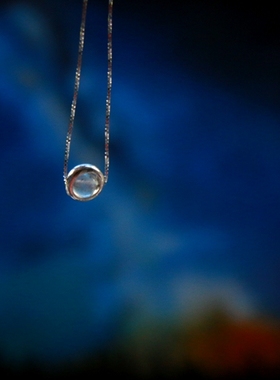 天然水晶月光石925纯银项链 百搭纯银锁骨链