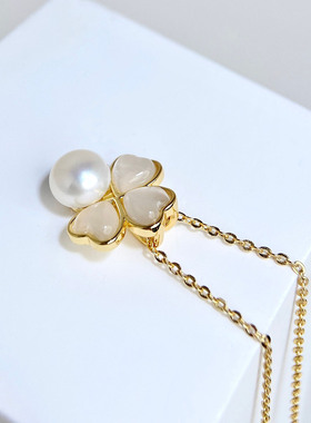 天然淡水珍珠戒指女爱心形三叶草轻奢气质高级感开口可调节戒指