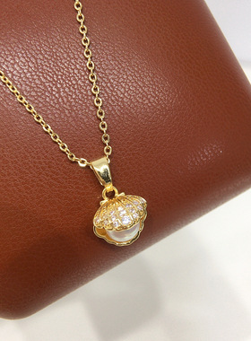 诸暨高亮无瑕天然淡水珍珠吊坠小巧精致贝壳珍珠项链