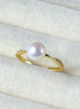 浙江诸暨强光高亮天然淡水真珍珠戒指简约精致可调节开口指环女士