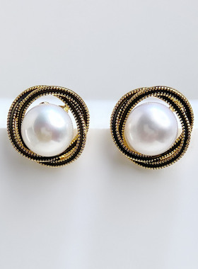 天然淡水珍珠戒指女2025新款滴油黑色鸟巢珍珠指环开口可调节手饰