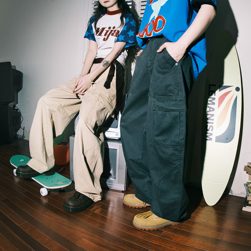 lemanism美式复古纯色牛仔裤工装裤男2025新款春秋季直筒休闲裤 - 图3