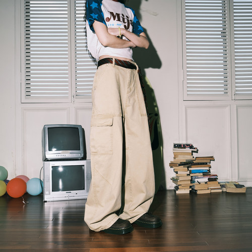 lemanism美式复古纯色牛仔裤工装裤男2025新款春秋季直筒休闲裤 - 图2