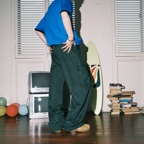 lemanism美式复古纯色牛仔裤工装裤男2025新款春秋季直筒休闲裤 - 图1