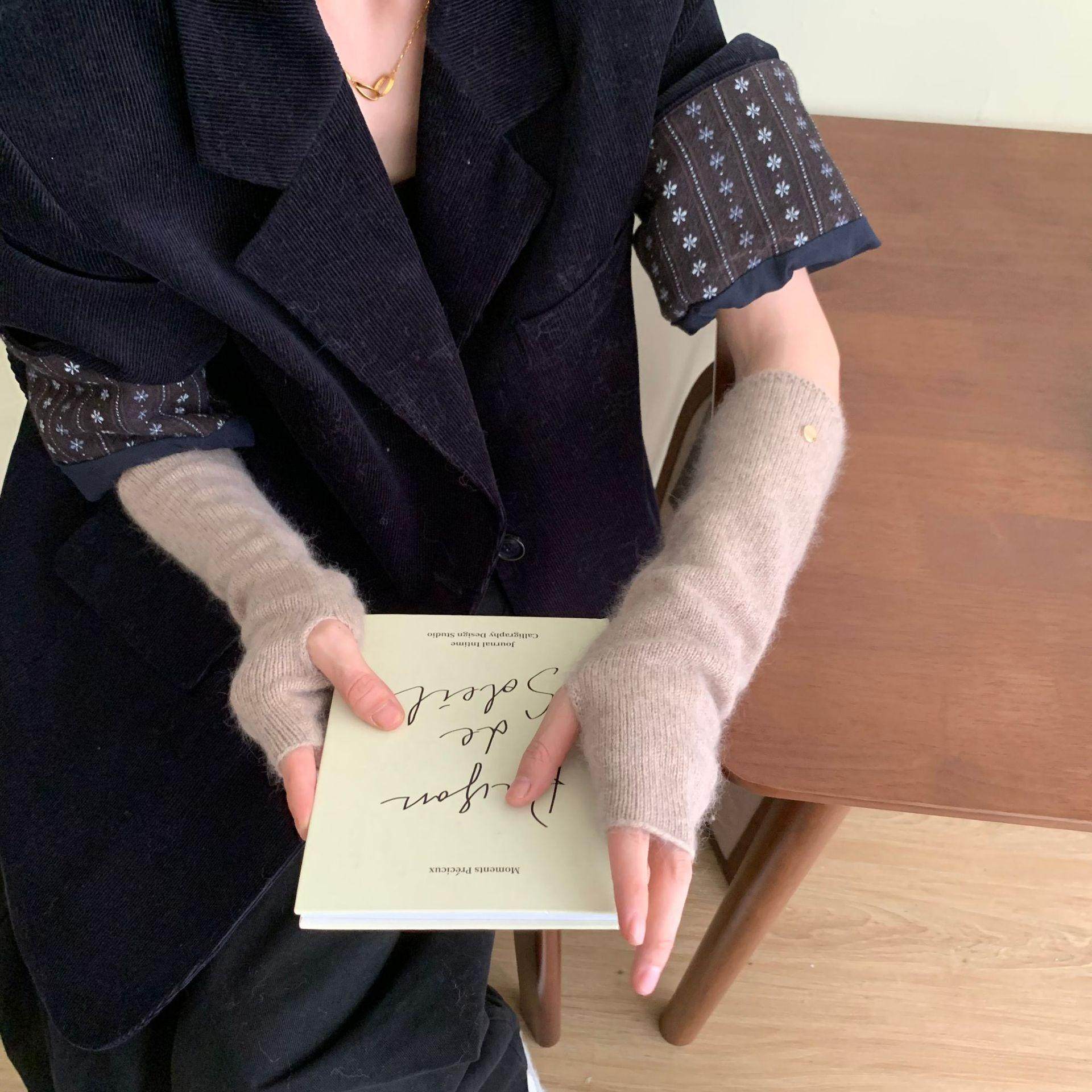 羊毛纯色袖套百搭护臂毛线手袖臂套针织堆堆半指秋冬保暖长款袖套,淘宝优惠券,粉丝福利购,淘宝优惠卷