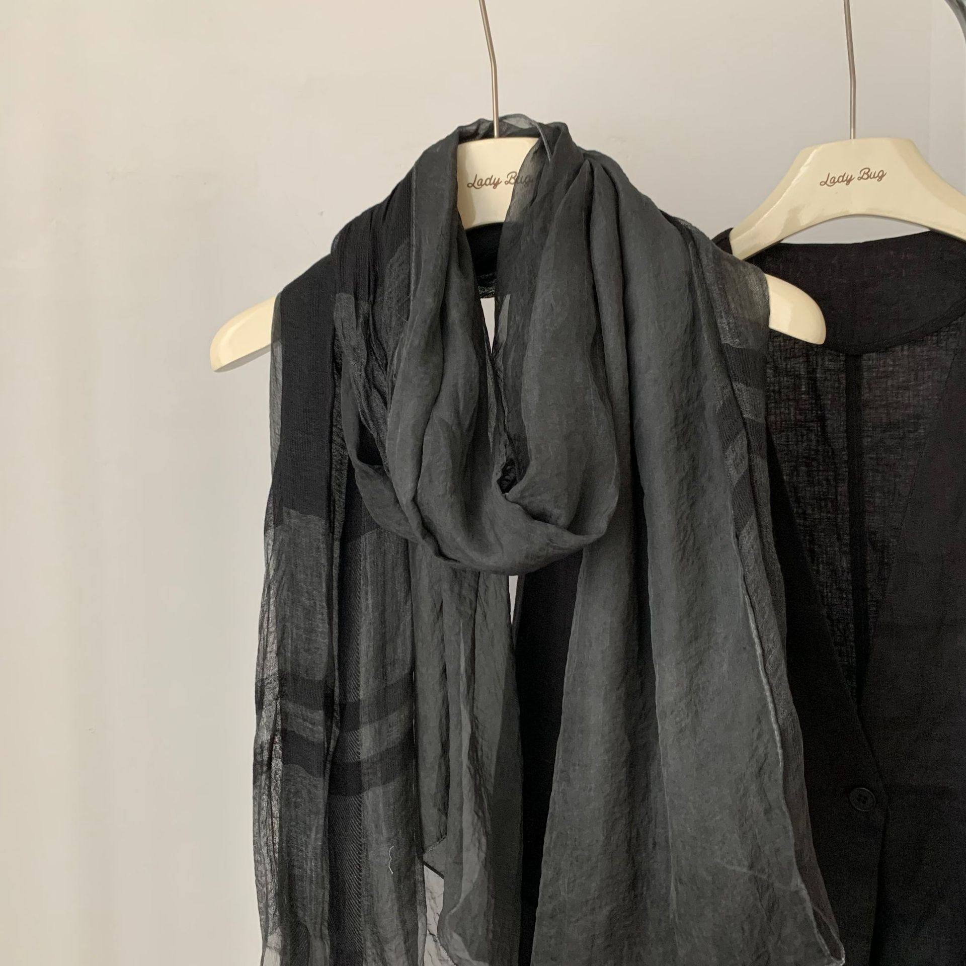 丝巾棉麻拼接时尚格子围巾长款柔滑2025春秋季女百搭纱巾薄款披肩,淘宝优惠券,粉丝福利购,淘宝优惠卷