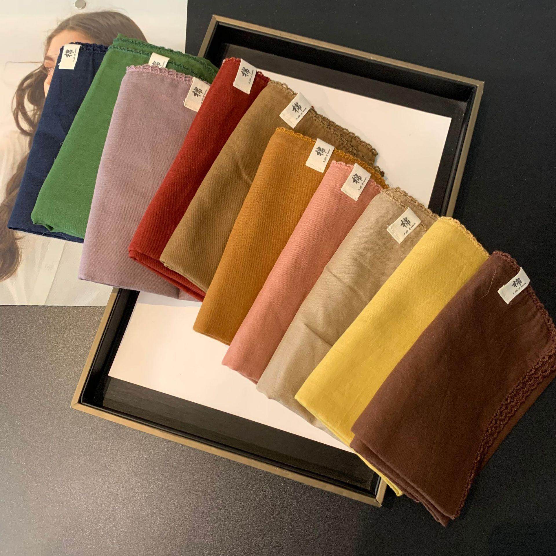 纯棉方巾韩版纯色百搭双层全棉外搭披肩时尚小领巾护颈围巾围脖,淘宝优惠券,粉丝福利购,淘宝优惠卷