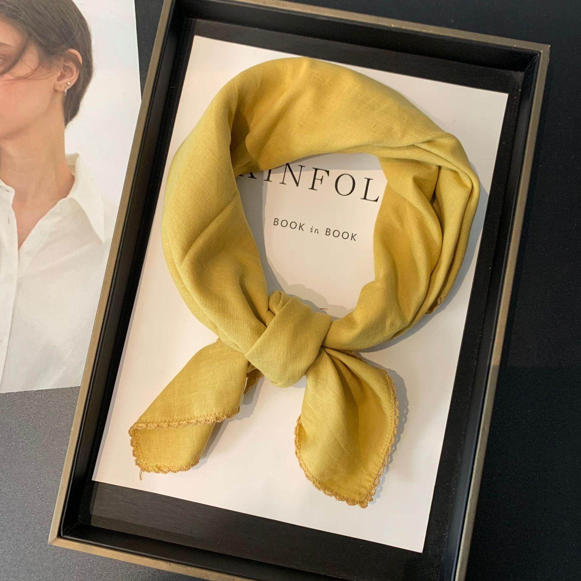 纯棉方巾韩版纯色百搭双层全棉外搭披肩时尚小领巾护颈围巾围脖,淘宝优惠券,粉丝福利购,淘宝优惠卷