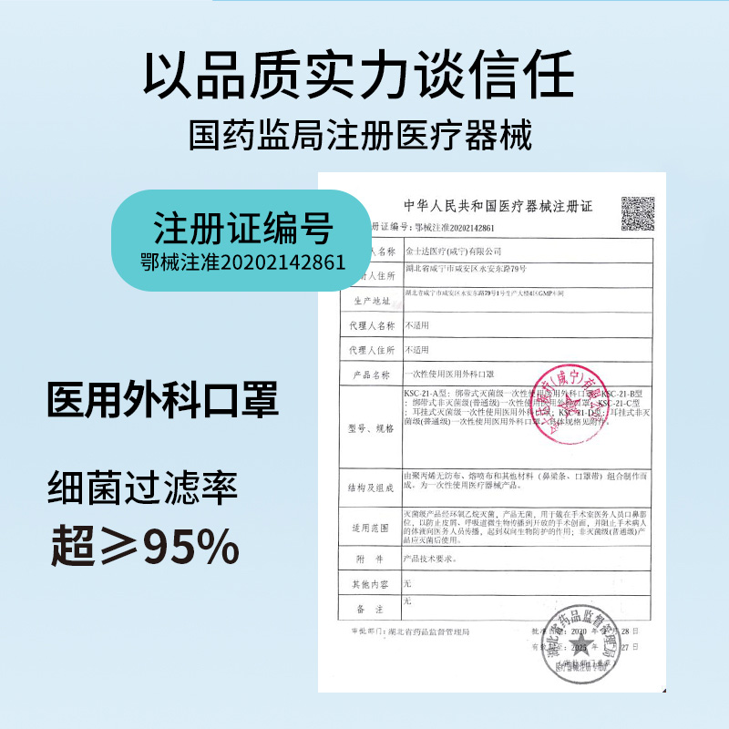 金士达医用外科口罩一次性医疗口罩成人独立包装灭菌儿童防护正品 - 图1